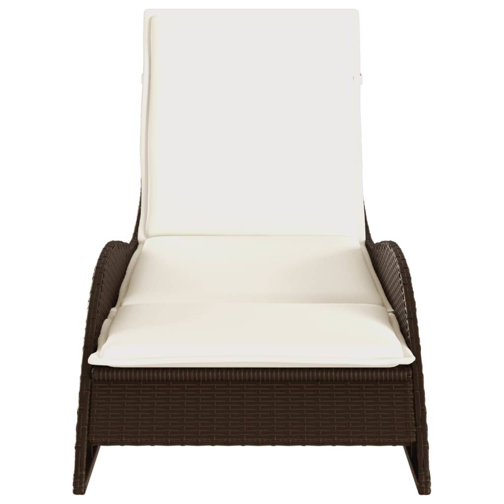 vidaXL Sonnenliege mit Auflage Braun 60x205x73 cm Poly Rattan