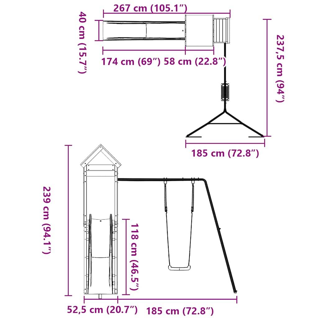 vidaXL Spielturm Imprägniertes Kiefernholz