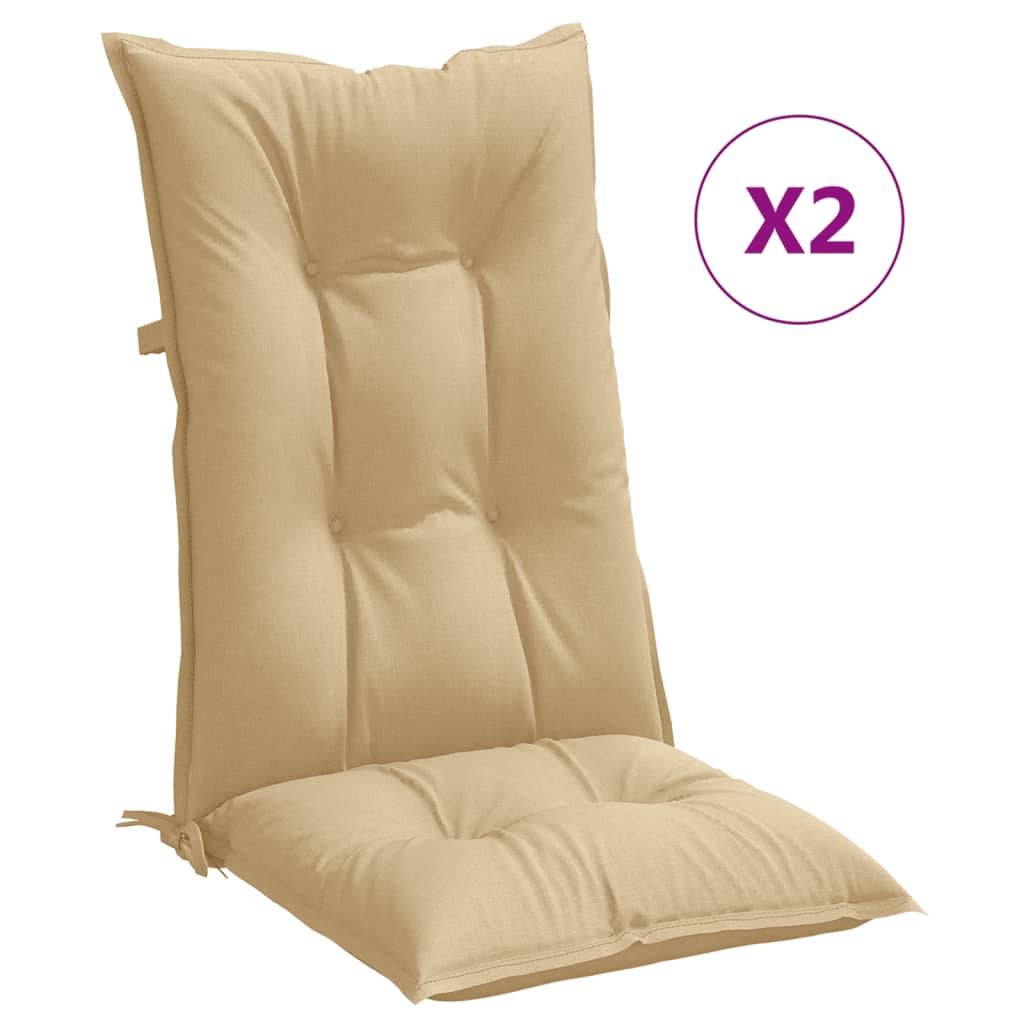 vidaXL Hochlehner-Auflagen 2 Stk. Melange Beige 120x50x7 cm Stoff