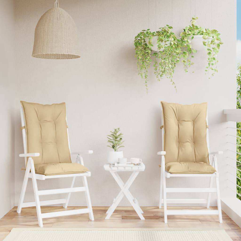 vidaXL Hochlehner-Auflagen 2 Stk. Melange Beige 120x50x7 cm Stoff