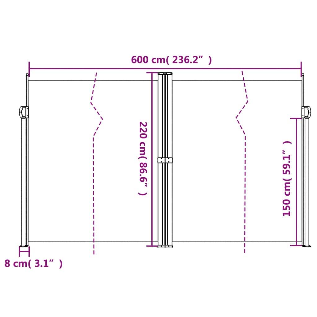 vidaXL Seitenmarkise Ausziehbar Terrakottarot 220x600 cm