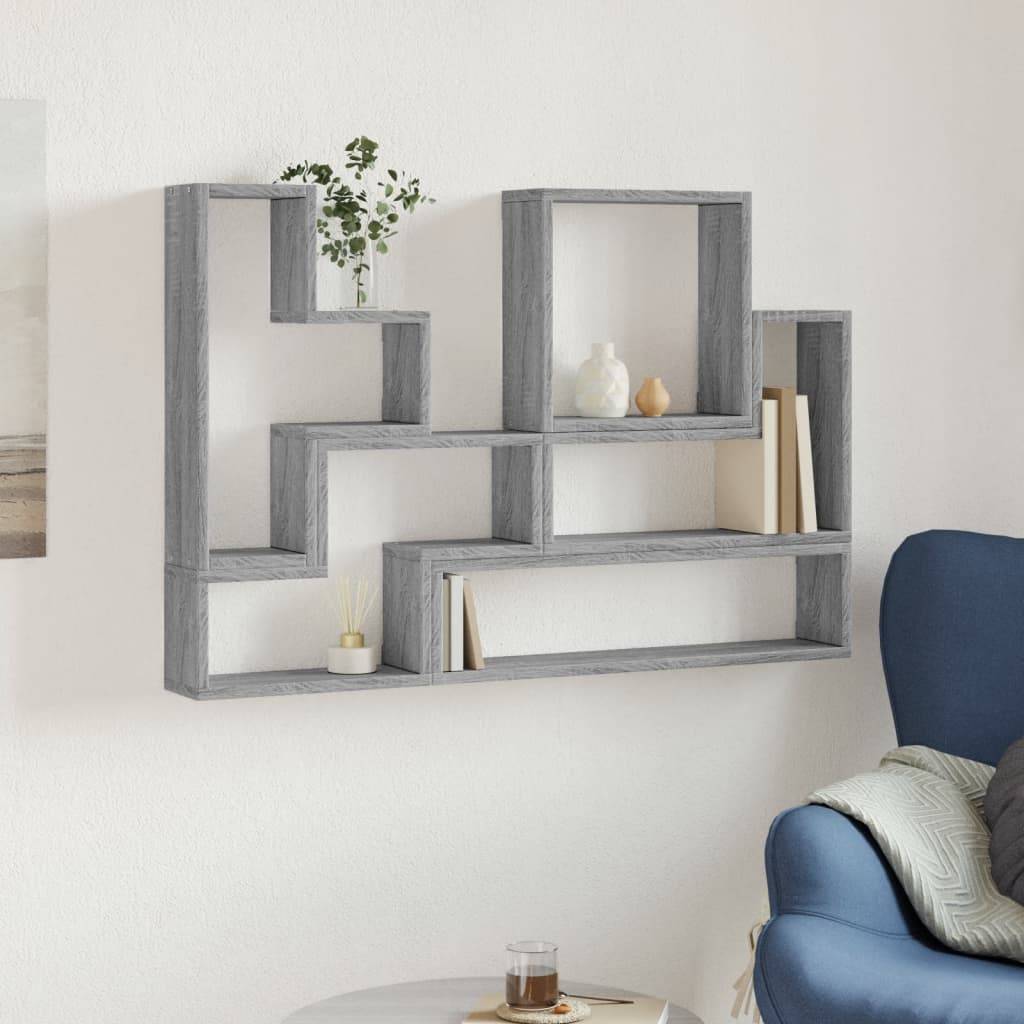vidaXL Wandregal Grau Sonoma 96x12x64 cm Holzwerkstoff