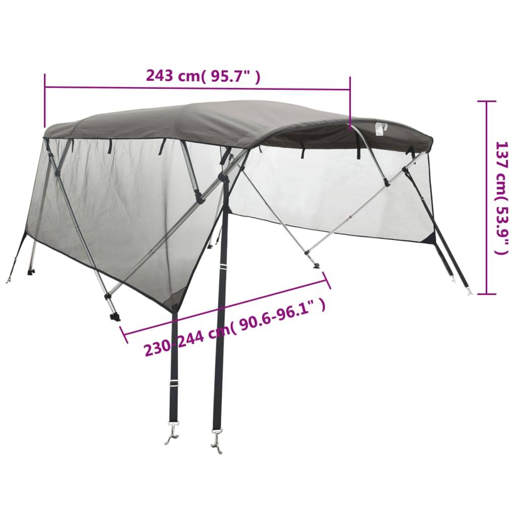 vidaXL 4-Bow Bimini-Top mit Mesh-Seitenteilen 243x(230-244)x137 cm