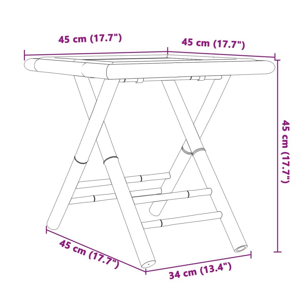 vidaXL Gartentisch Klappbar 45x45x45 cm Bambus