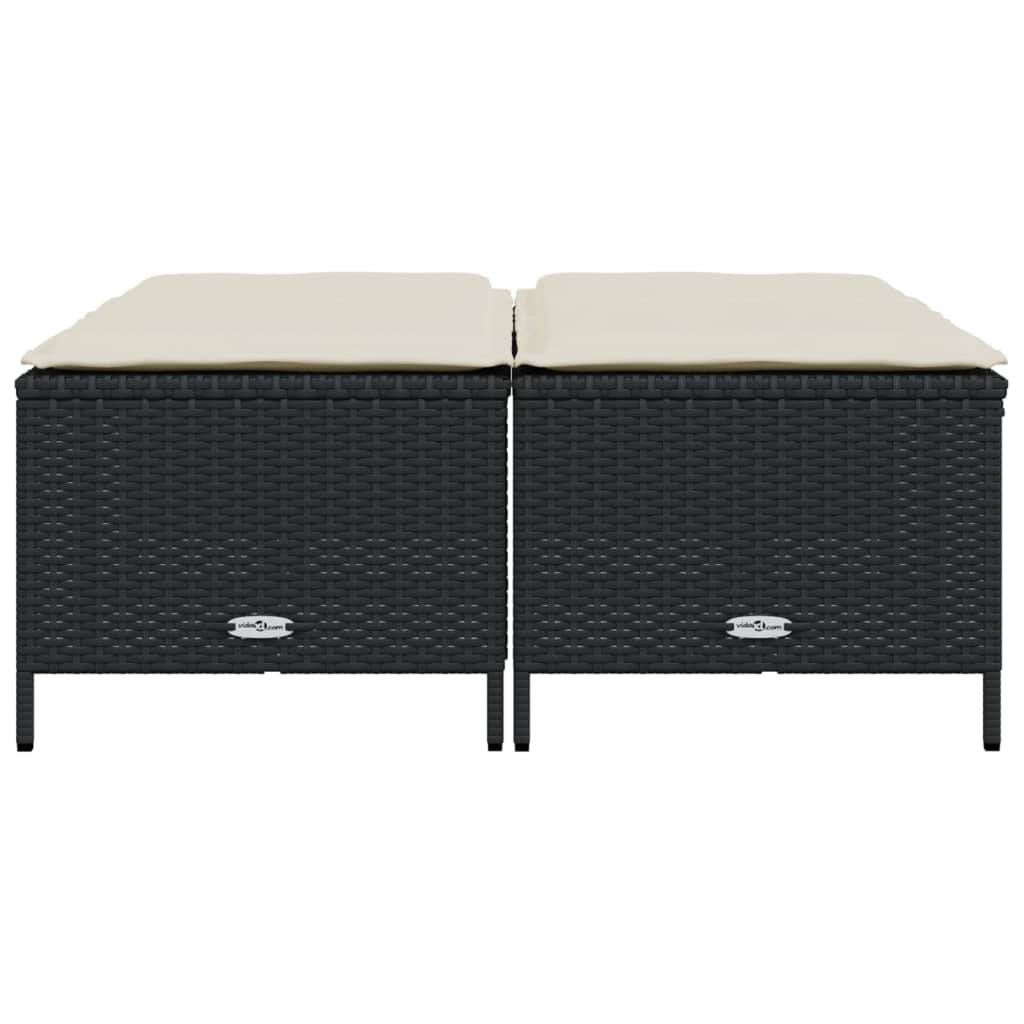 vidaXL Gartenhocker mit Kissen 4 Stk. Schwarz Poly Rattan