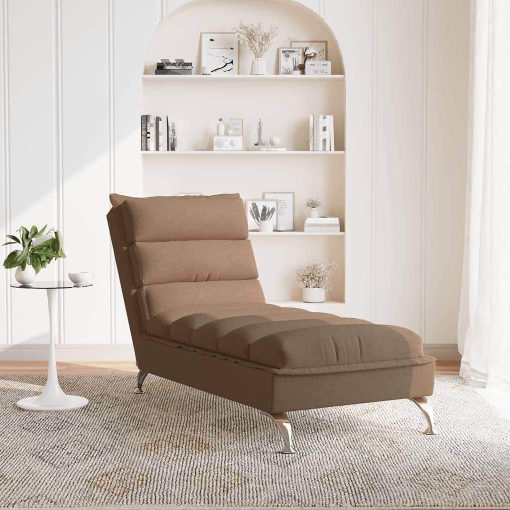vidaXL Chaiselongue mit Kissen Braun Stoff