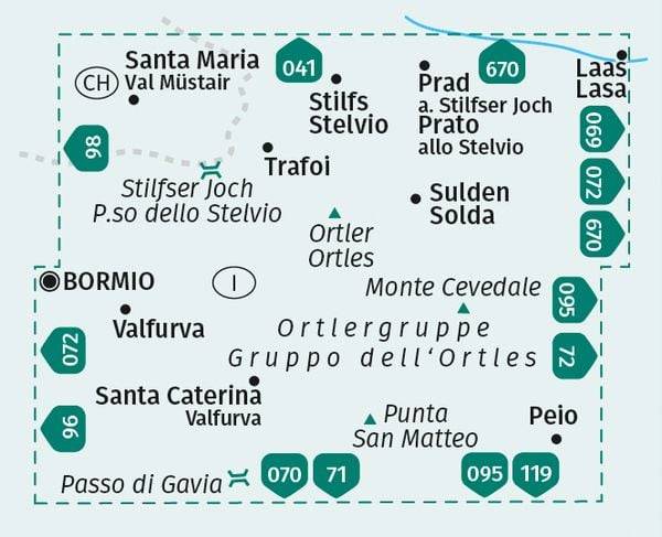 KOMPASS Wanderkarte 077 Ortler, Cevedale, Suldental, Valfurva / Ortles, Cevedale, Val di Solda, Valfura 1:25.000