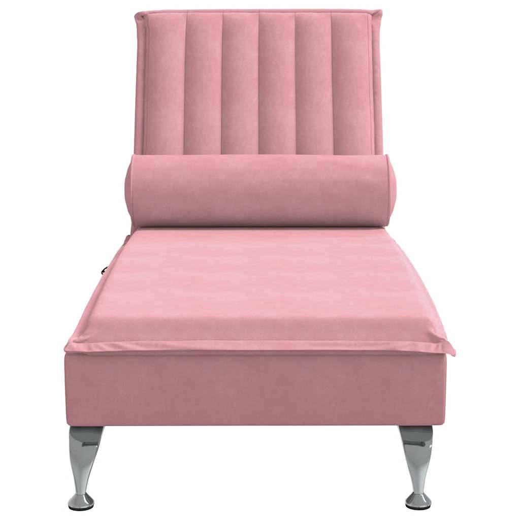 vidaXL Massage-Chaiselongue mit Nackenrolle Rosa Samt