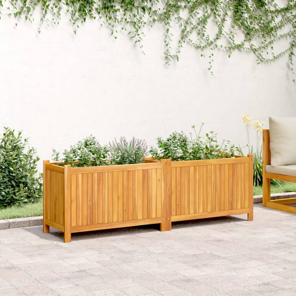 vidaXL Pflanzkübel mit Einlage 153x38,5x50 cm Massivholz Akazie
