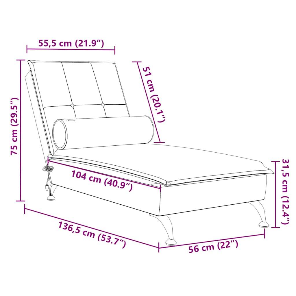 vidaXL Massage-Chaiselongue mit Nackenrolle Schwarz Samt