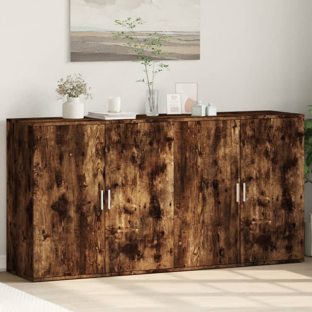 vidaXL Sideboards 2 Stk. Räuchereiche 79x38x80 cm Holzwerkstoff
