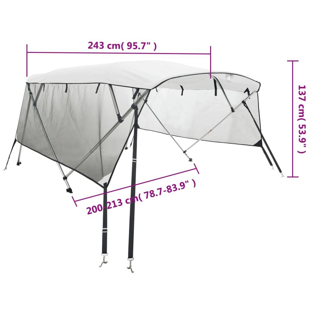 vidaXL 4-Bow Bimini-Top mit Mesh-Seitenteilen 243x(200-213)x137 cm