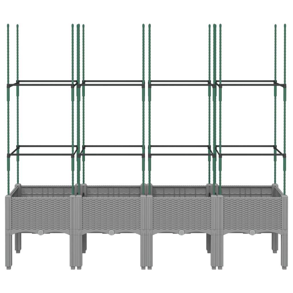 vidaXL Pflanzkübel mit Rankgitter Hellgrau 160x40x142,5 cm PP