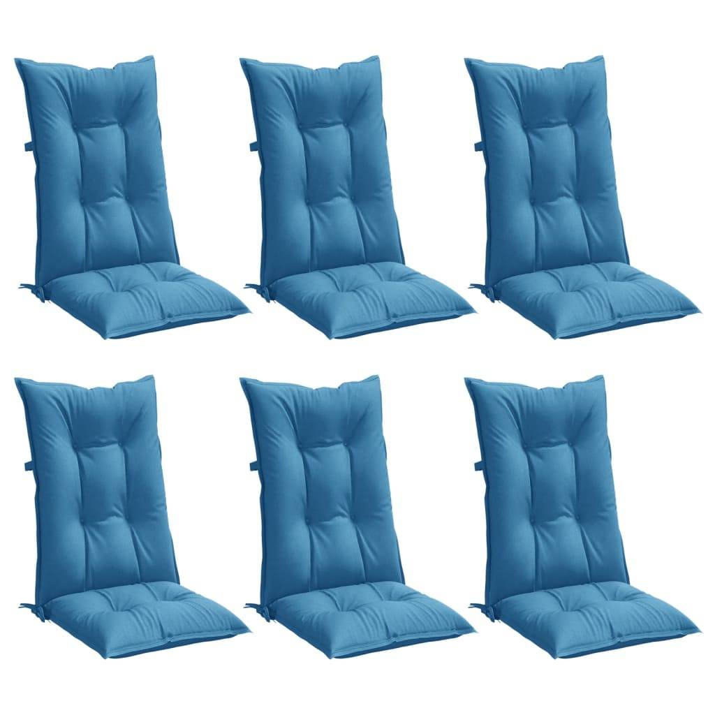 vidaXL Hochlehner-Auflagen 6 Stk. Melange Blau 120x50x7 cm Stoff