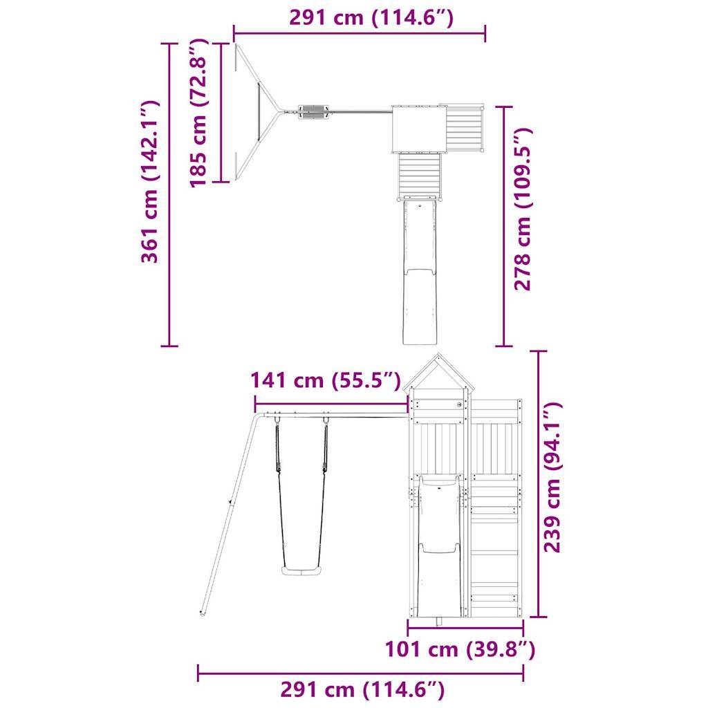 vidaXL Spielturm Massivholz Douglasie