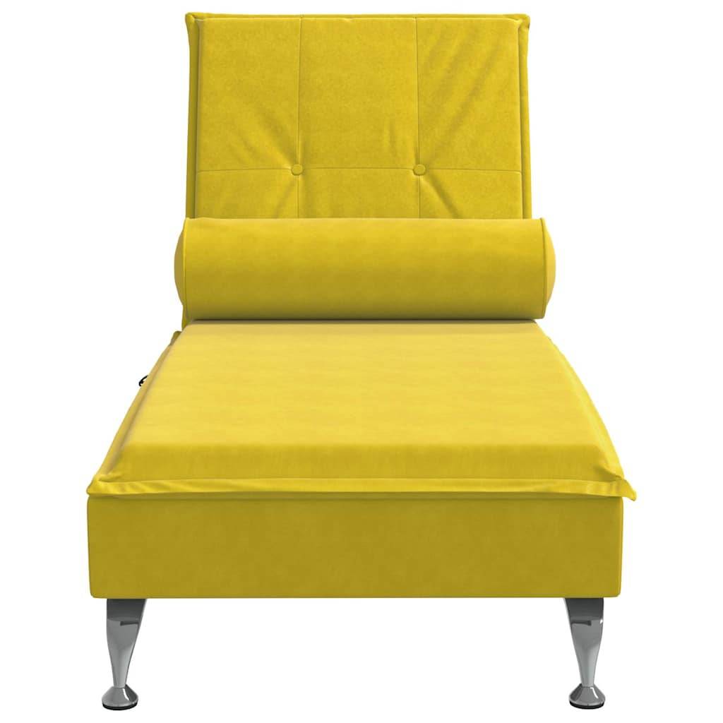 vidaXL Massage-Chaiselongue mit Nackenrolle Gelb Samt