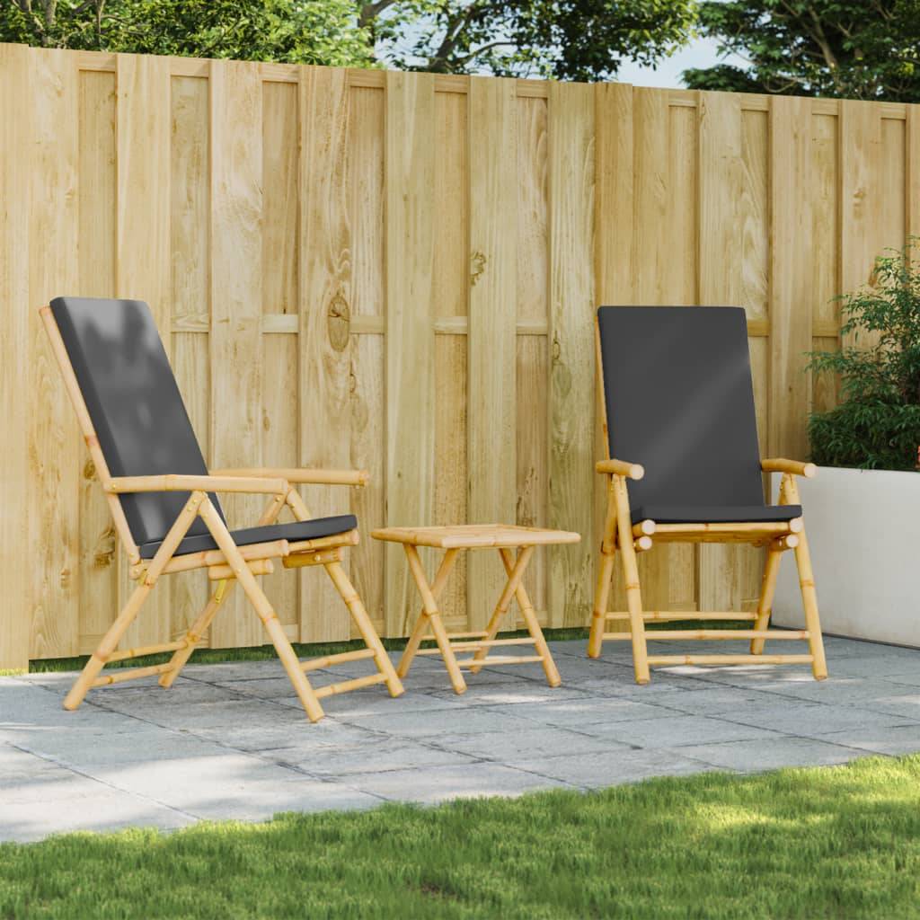 vidaXL Gartenstühle Klappbar Verstellbar 2 Stk. mit Kissen Bambus