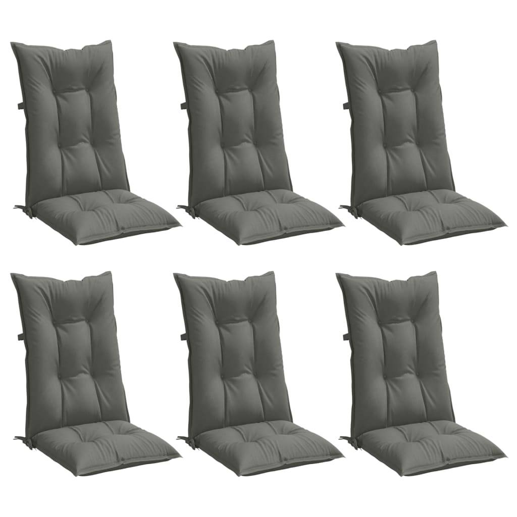 vidaXL Hochlehner-Auflagen 6 Stk. Melange Dunkelgrau 120x50x7 cm Stoff