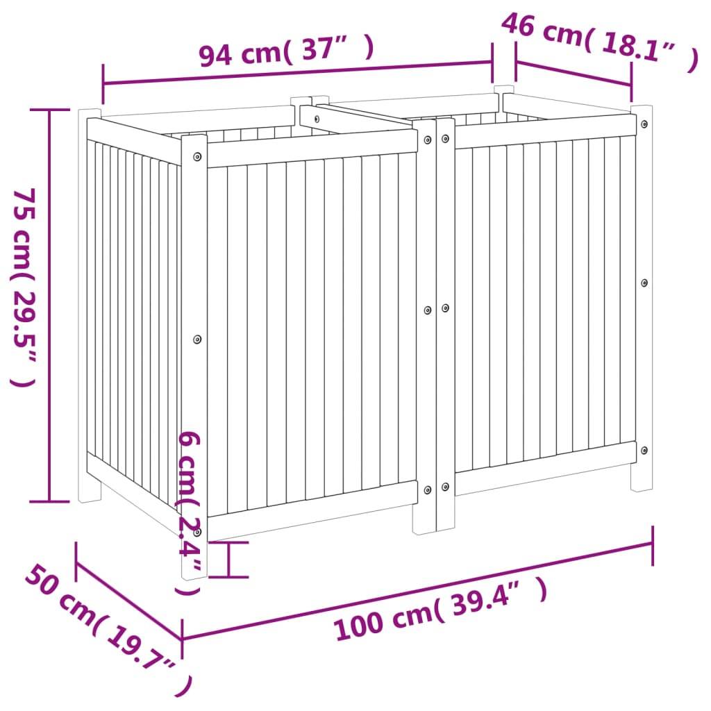 vidaXL Pflanzkübel mit Einlage 100x50x75 cm Massivholz Akazie