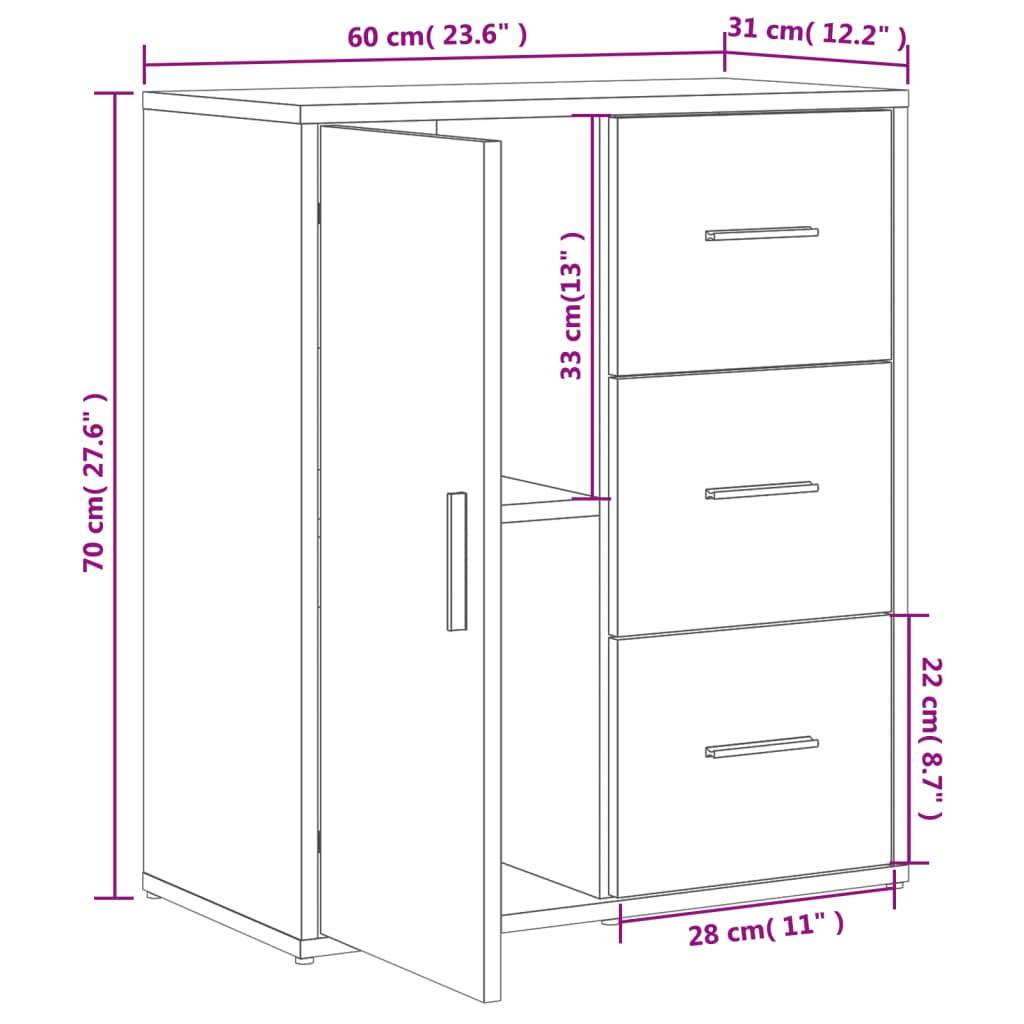 vidaXL Sideboard Räuchereiche 60x31x70 cm Holzwerkstoff
