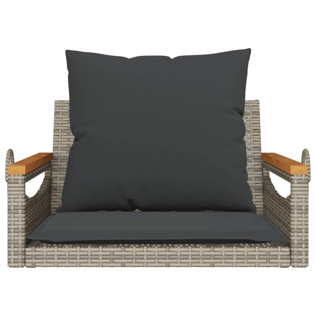 vidaXL Hängesessel mit Kissen Grau 63x62x40 cm Poly Rattan