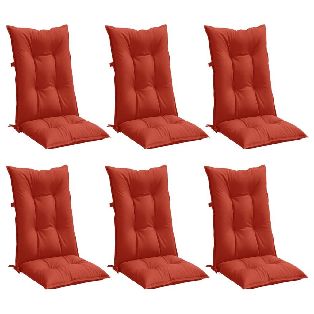 vidaXL Hochlehner-Auflagen 6 Stk. Melange Rot 120x50x7 cm Stoff
