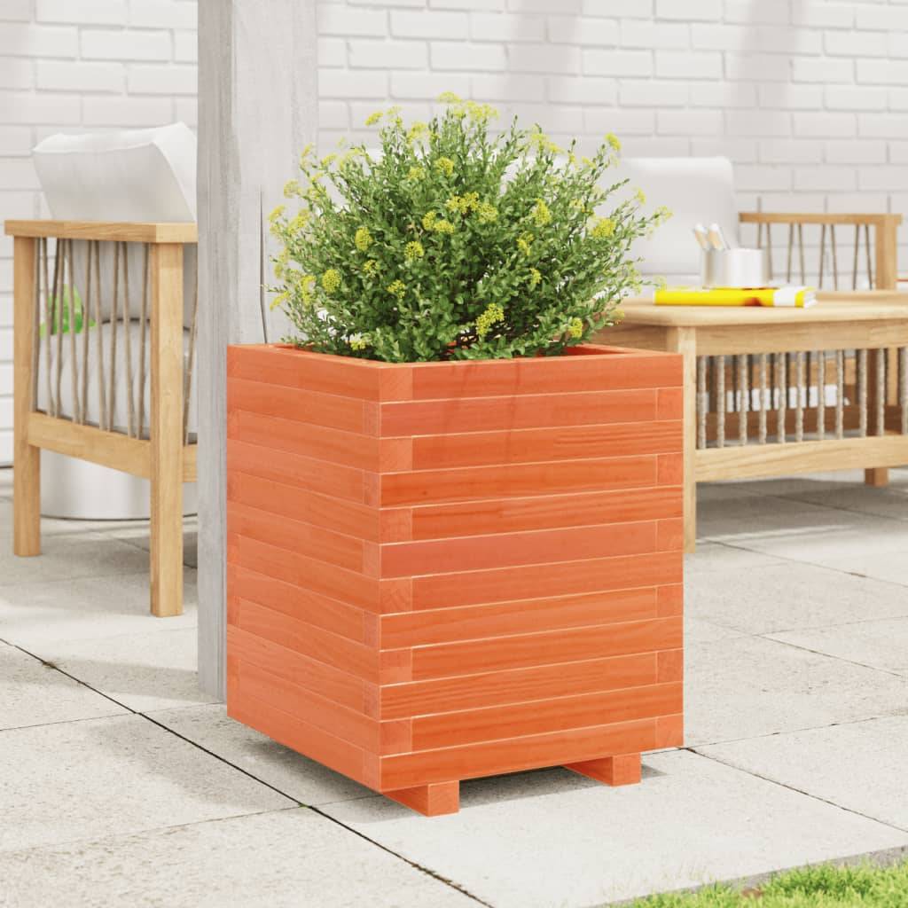 vidaXL Pflanzkübel Wachsbraun 40x40x49,5 cm Massivholz Kiefer