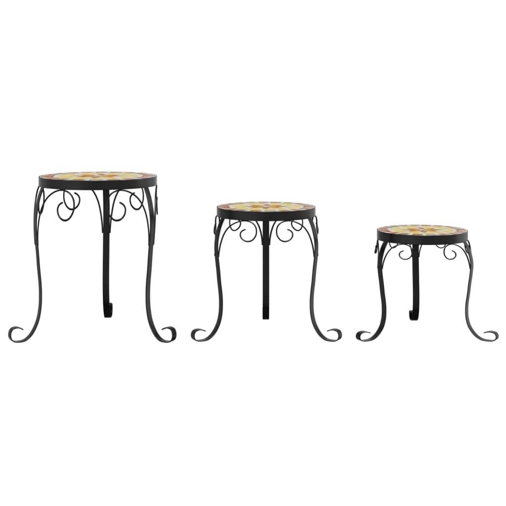 vidaXL Pflanzenständer 3 Stk. Terrakottarot und Weiß Keramik