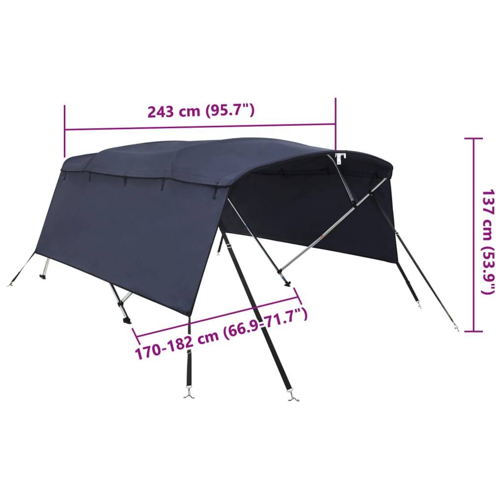vidaXL 4-Bow Bimini-Top mit Seitenteilen 243x(170-182)x137 cm
