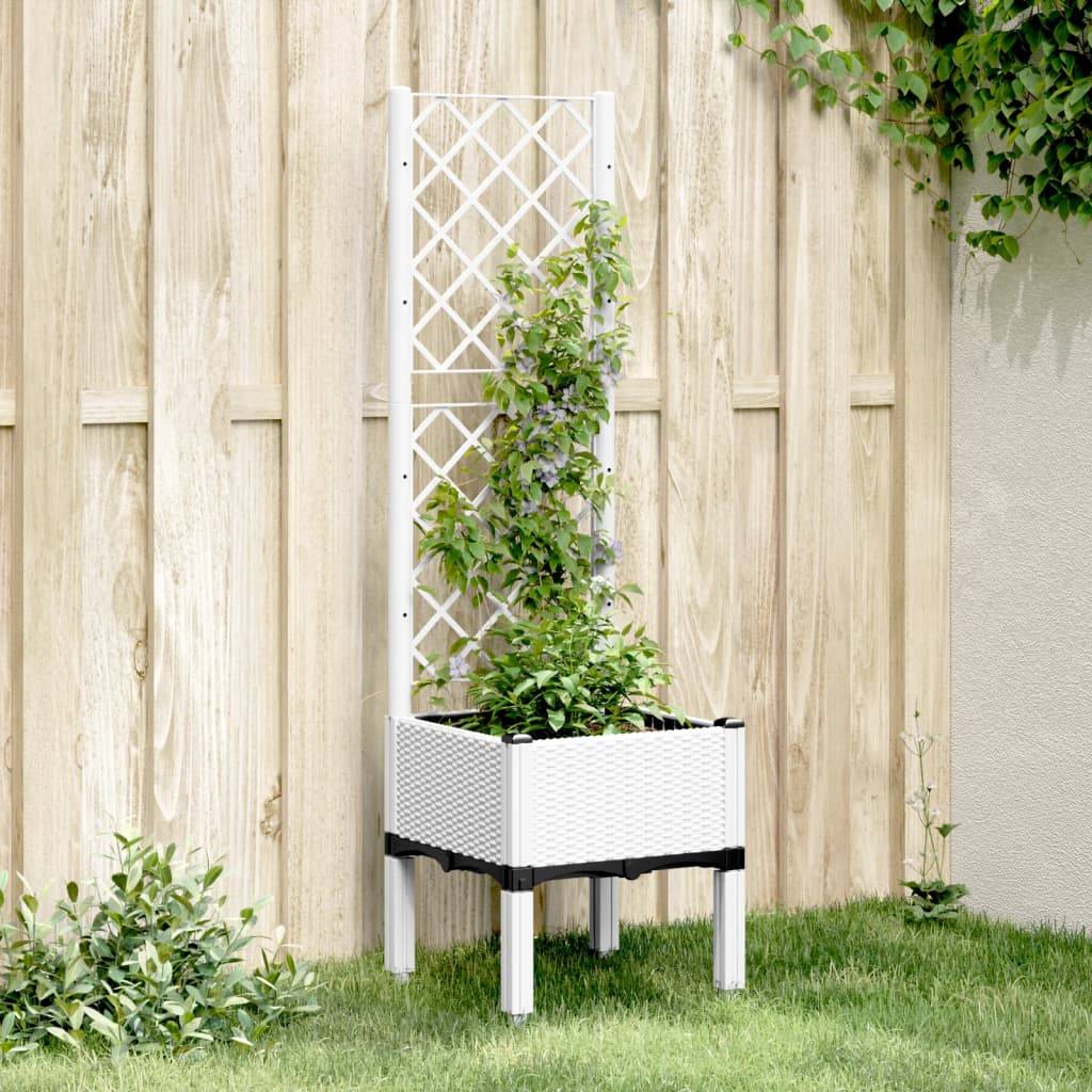 vidaXL Pflanzkübel mit Rankgitter Weiß 40x40x142 cm PP