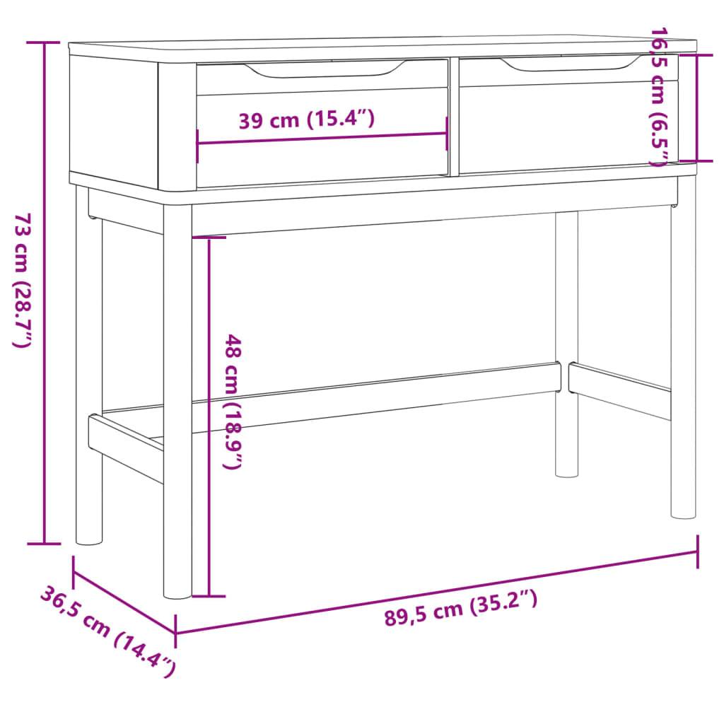 vidaXL Konsolentisch FLORO Weiß 89,5x36,5x73 cm Massivholz Kiefer