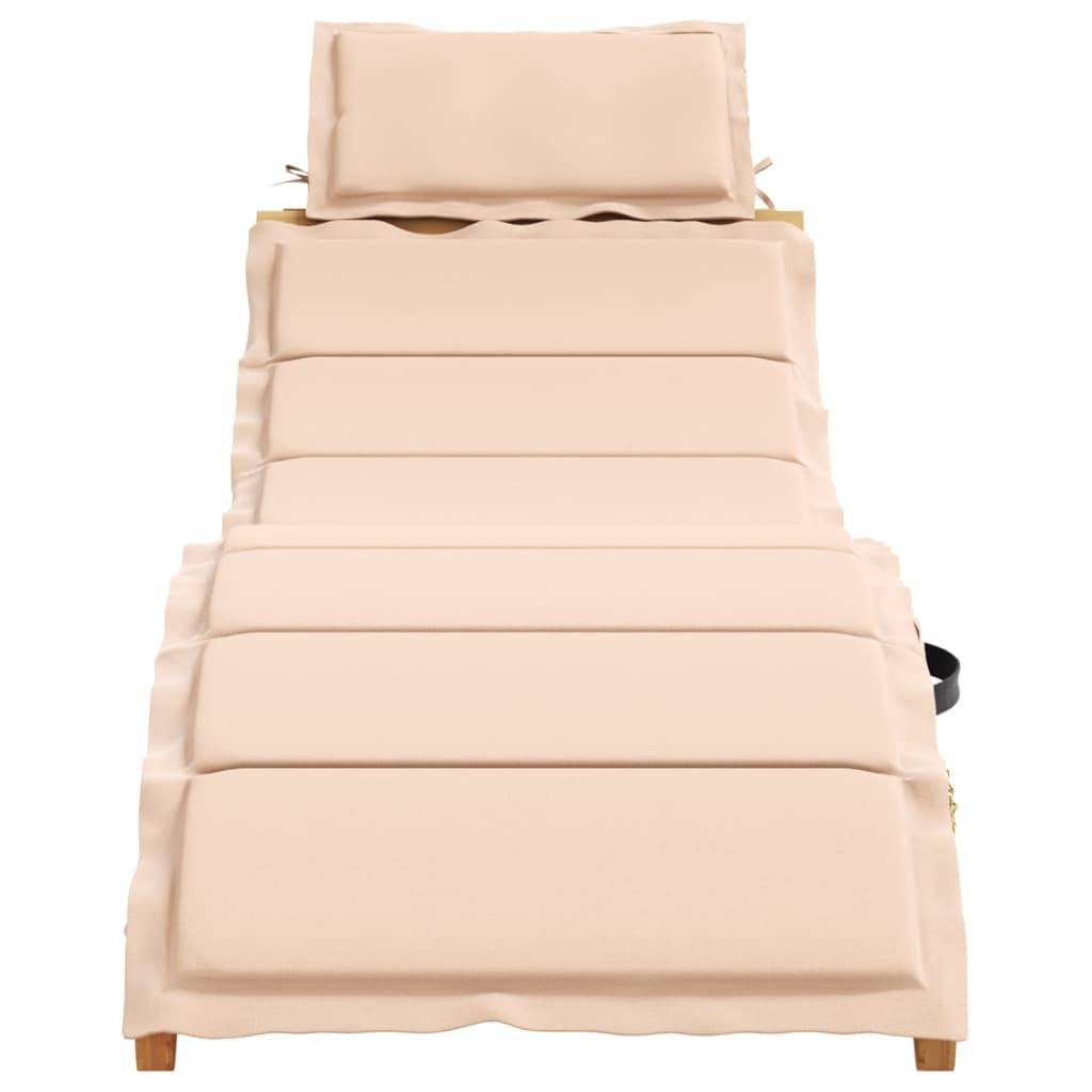 vidaXL Sonnenliege mit Auflage Beige Massivholz Akazie