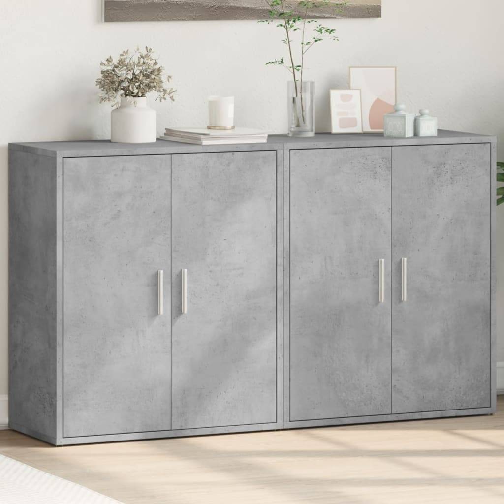 vidaXL Sideboards 2 Stk. Betongrau 60x31x70 cm Holzwerkstoff