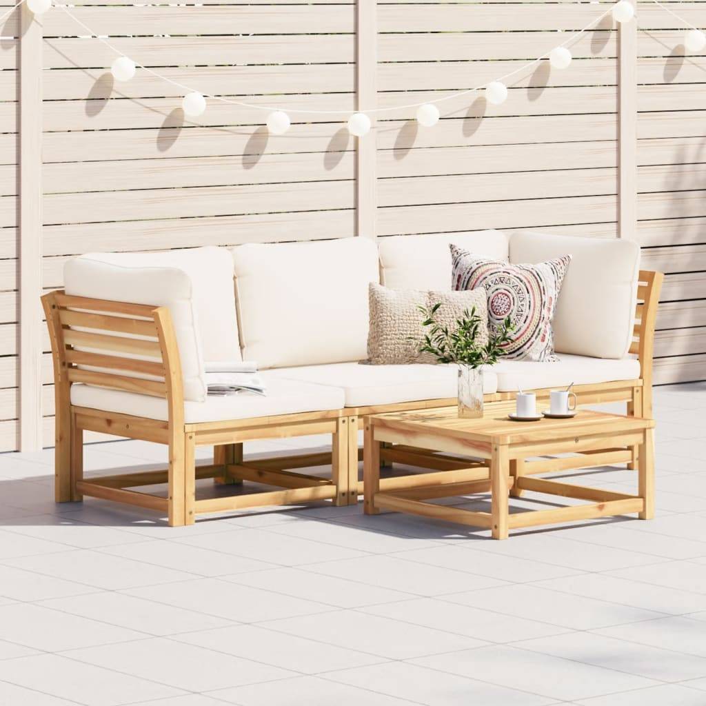 vidaXL 3-tlg. Garten-Lounge-Set mit Kissen Massivholz Akazie