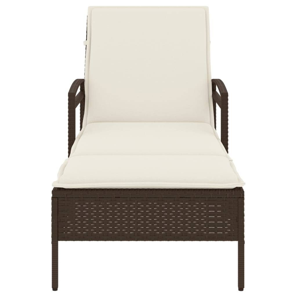 vidaXL Sonnenliege mit Auflage Braun 63x200x81 cm Poly Rattan