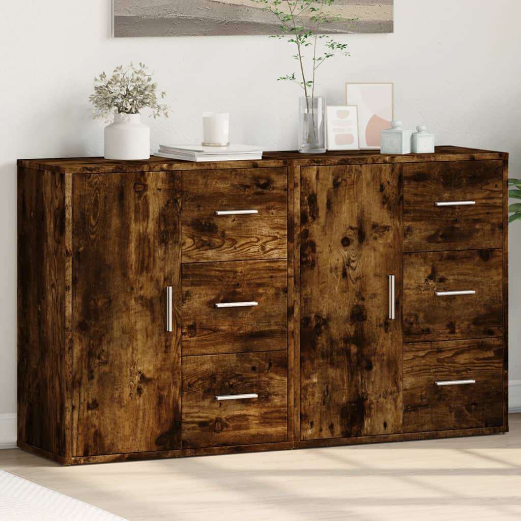 vidaXL Sideboards 2 Stk. Räuchereiche 60x31x70 cm Holzwerkstoff