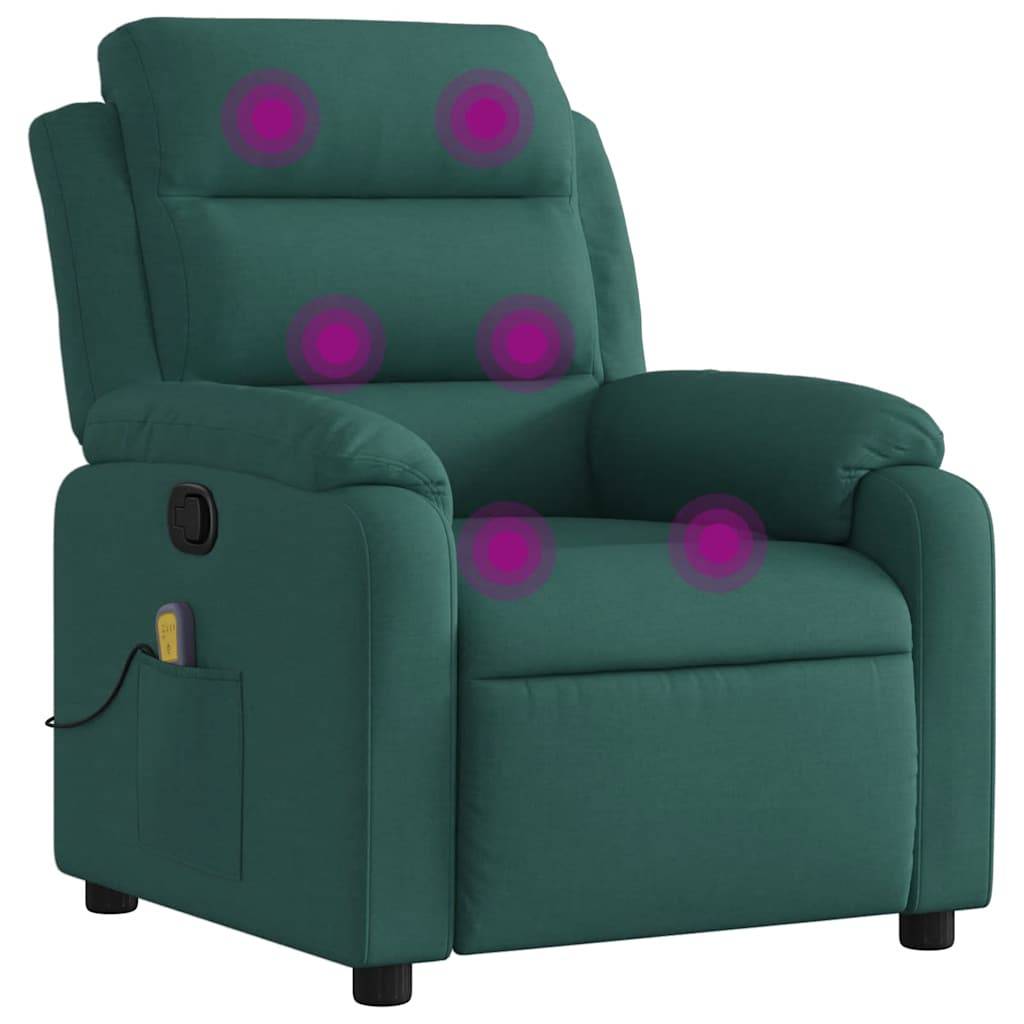 vidaXL Massagesessel Dunkelgrün Stoff