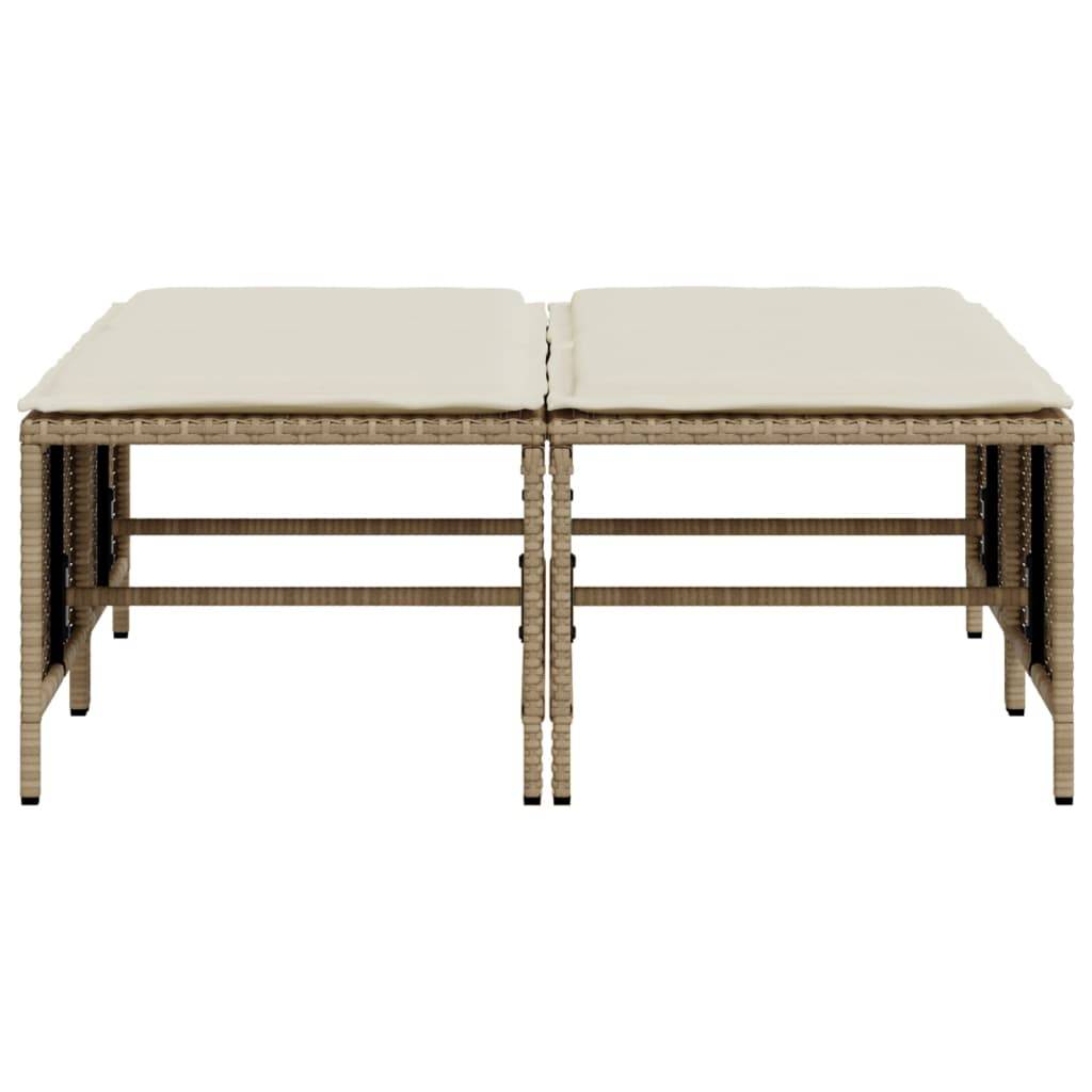 vidaXL Gartenhocker mit Kissen 4 Stk. Beige Poly Rattan