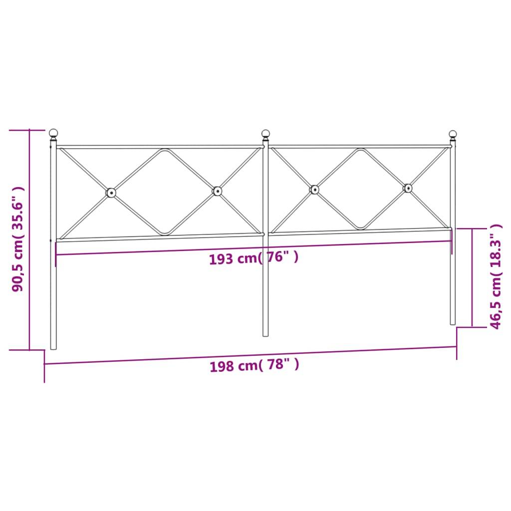 vidaXL Kopfteil Metall Schwarz 193 cm