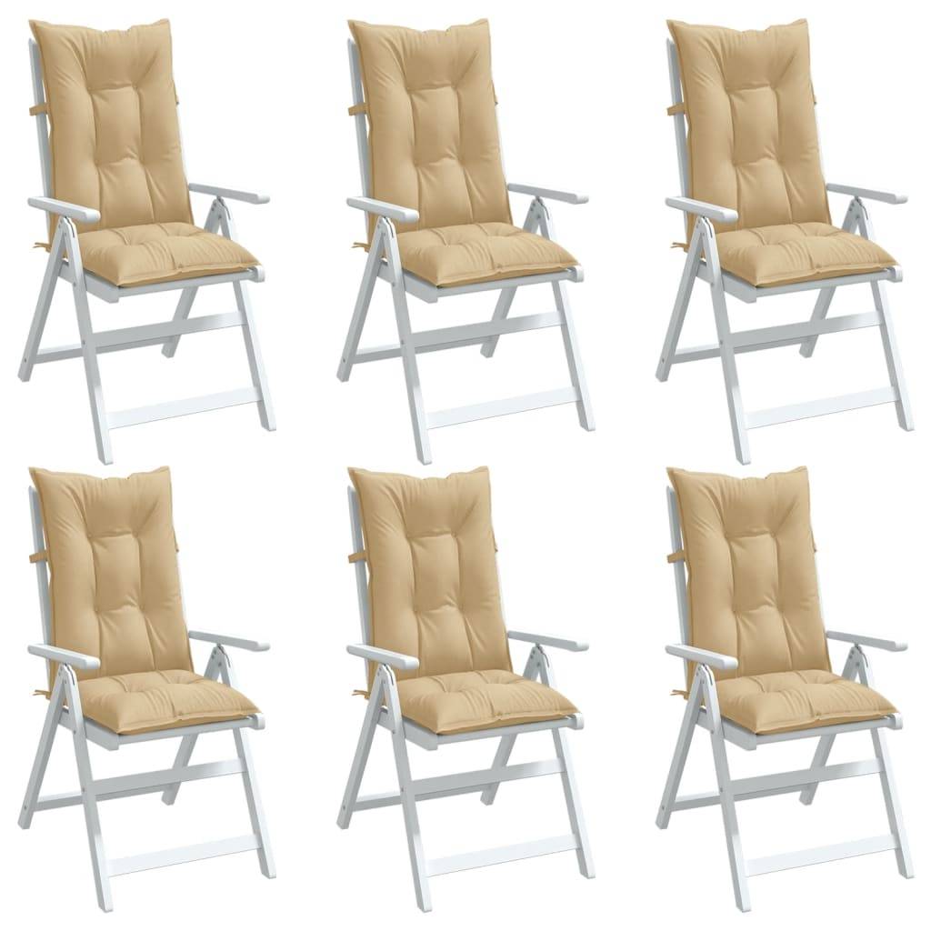 vidaXL Hochlehner-Auflagen 6 Stk. Melange Beige 120x50x7 cm Stoff