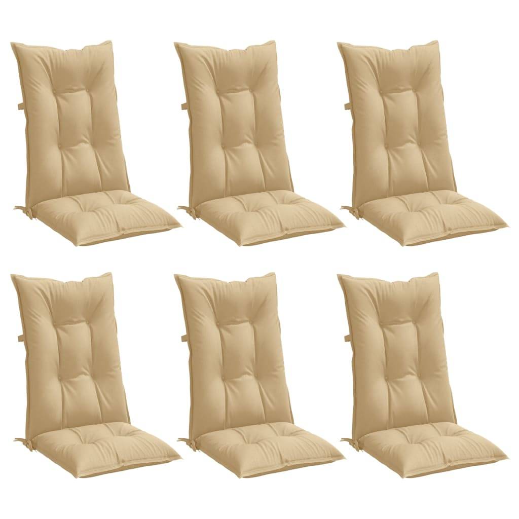 vidaXL Hochlehner-Auflagen 6 Stk. Melange Beige 120x50x7 cm Stoff
