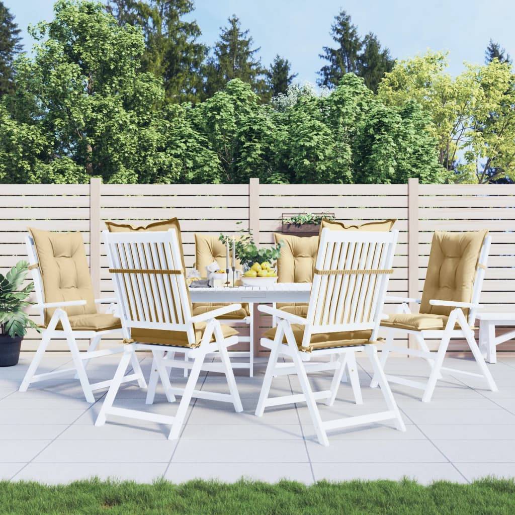 vidaXL Hochlehner-Auflagen 6 Stk. Melange Beige 120x50x7 cm Stoff