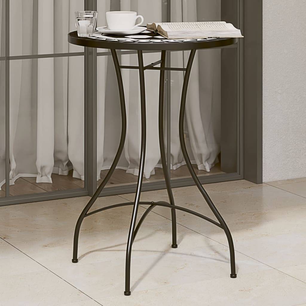 vidaXL Mosaik-Bistrotisch Schwarz und Weiß Ø50x70 cm Keramik