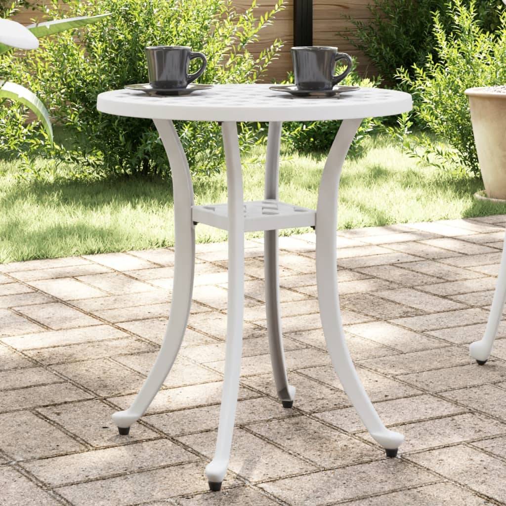 vidaXL Gartentisch Weiß Ø48x53 cm Aluminiumguss