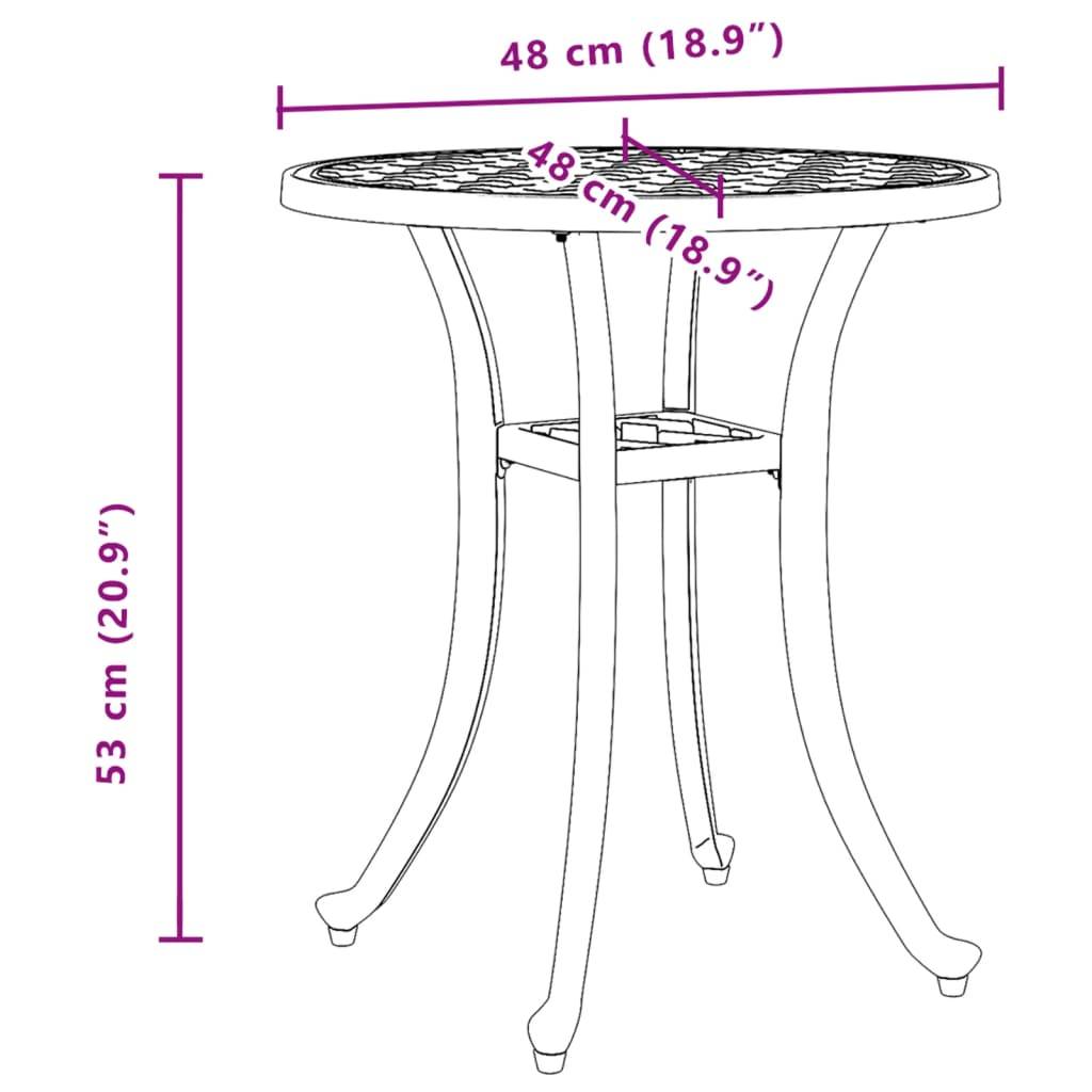 vidaXL Gartentisch Weiß Ø48x53 cm Aluminiumguss