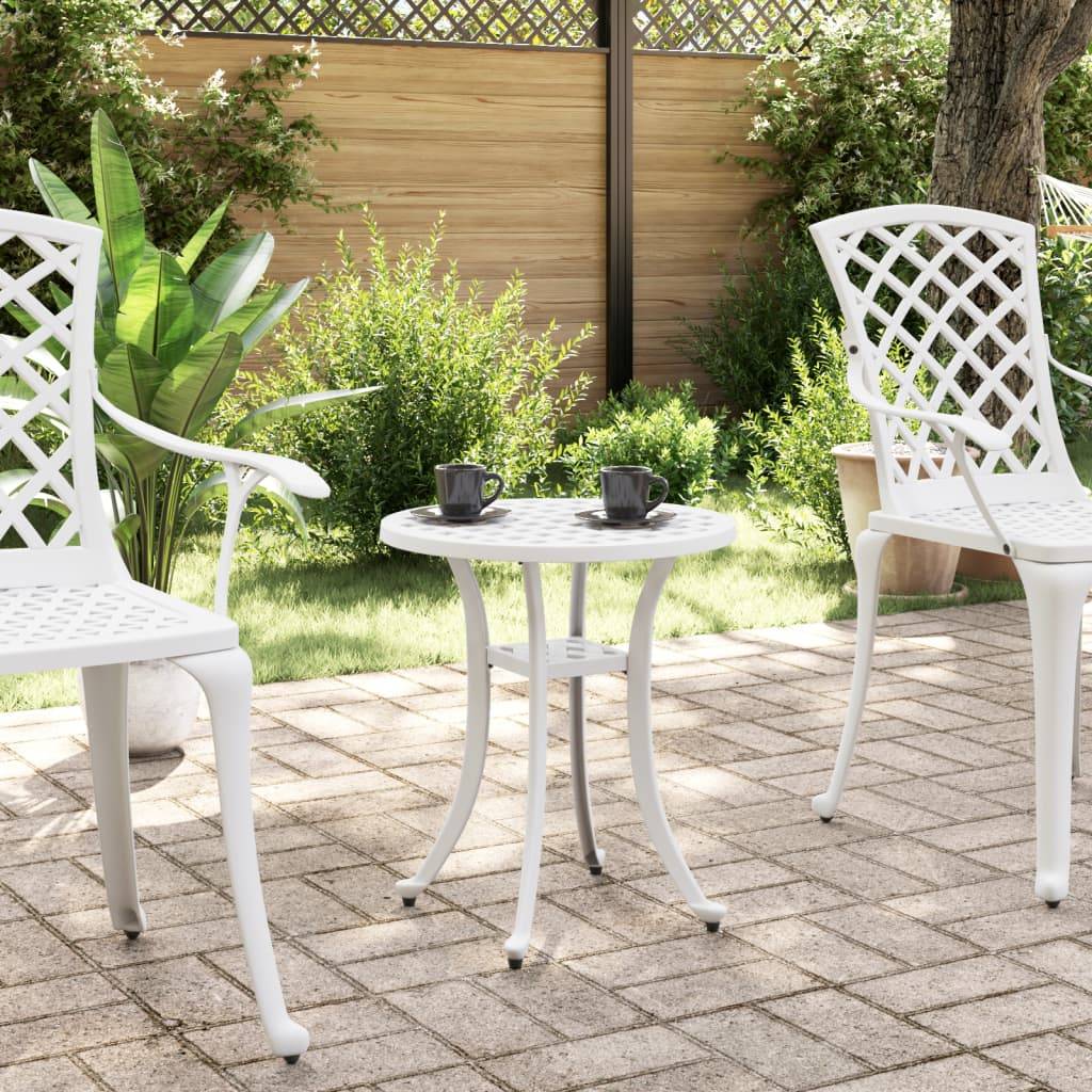 vidaXL Gartentisch Weiß Ø48x53 cm Aluminiumguss