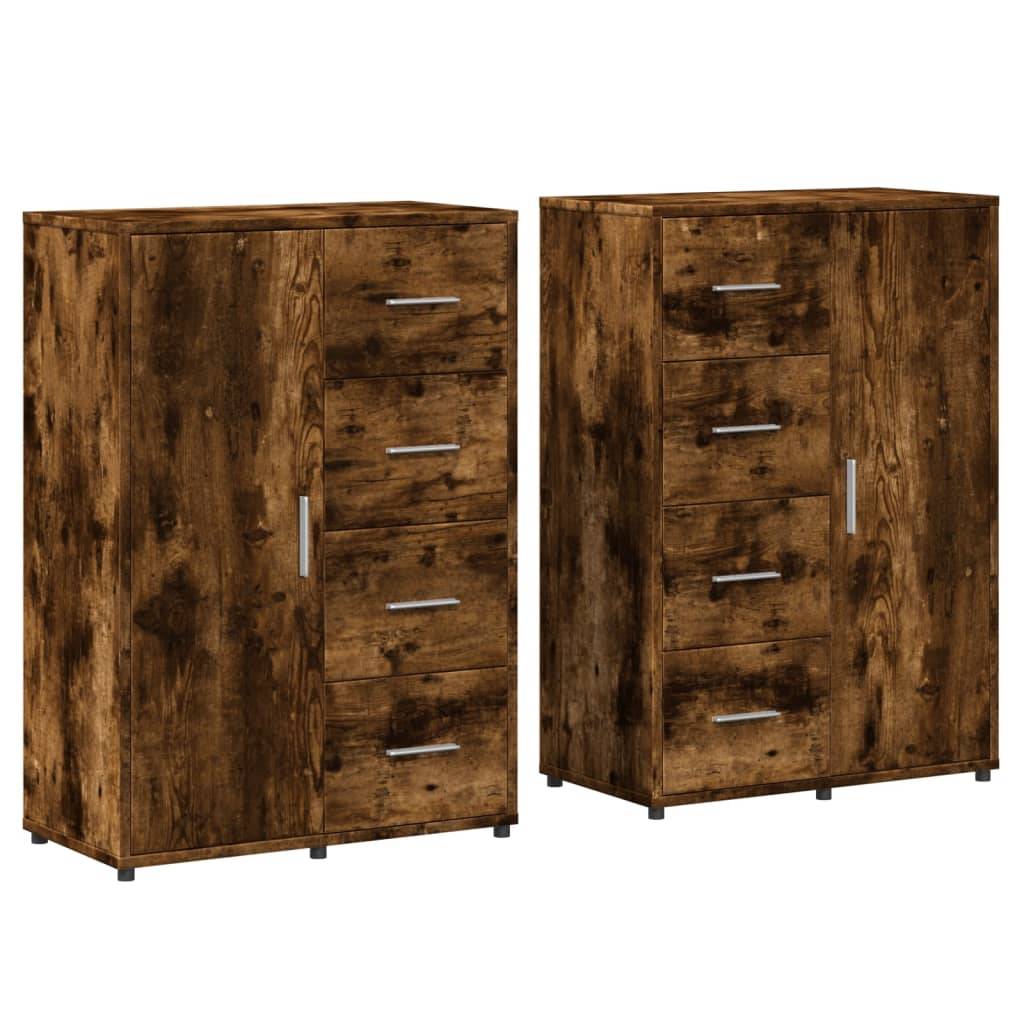 vidaXL Sideboards 2 Stk. Räuchereiche 60x31x84 cm Holzwerkstoff