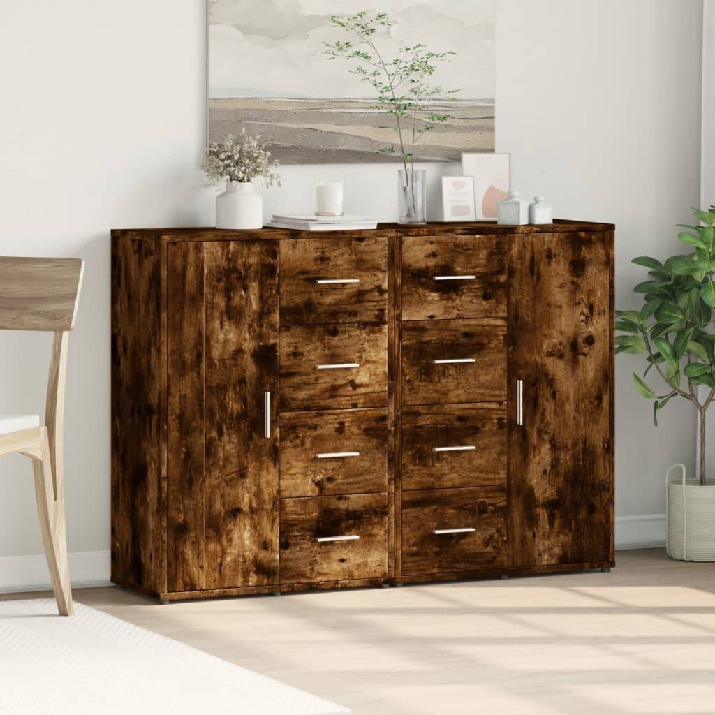 vidaXL Sideboards 2 Stk. Räuchereiche 60x31x84 cm Holzwerkstoff