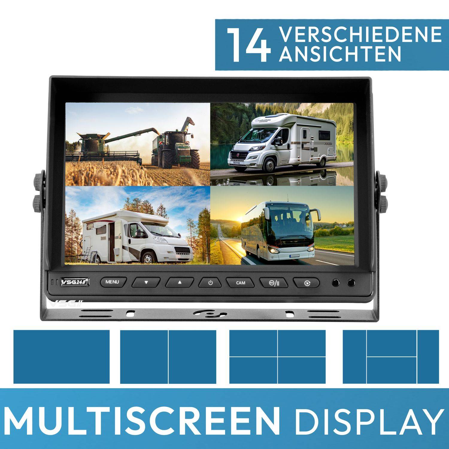 VSG24 10" Rückfahrkamera Set PROTECT | mit 2 x Seitenspiegel-Kamera 120° RVS-24526