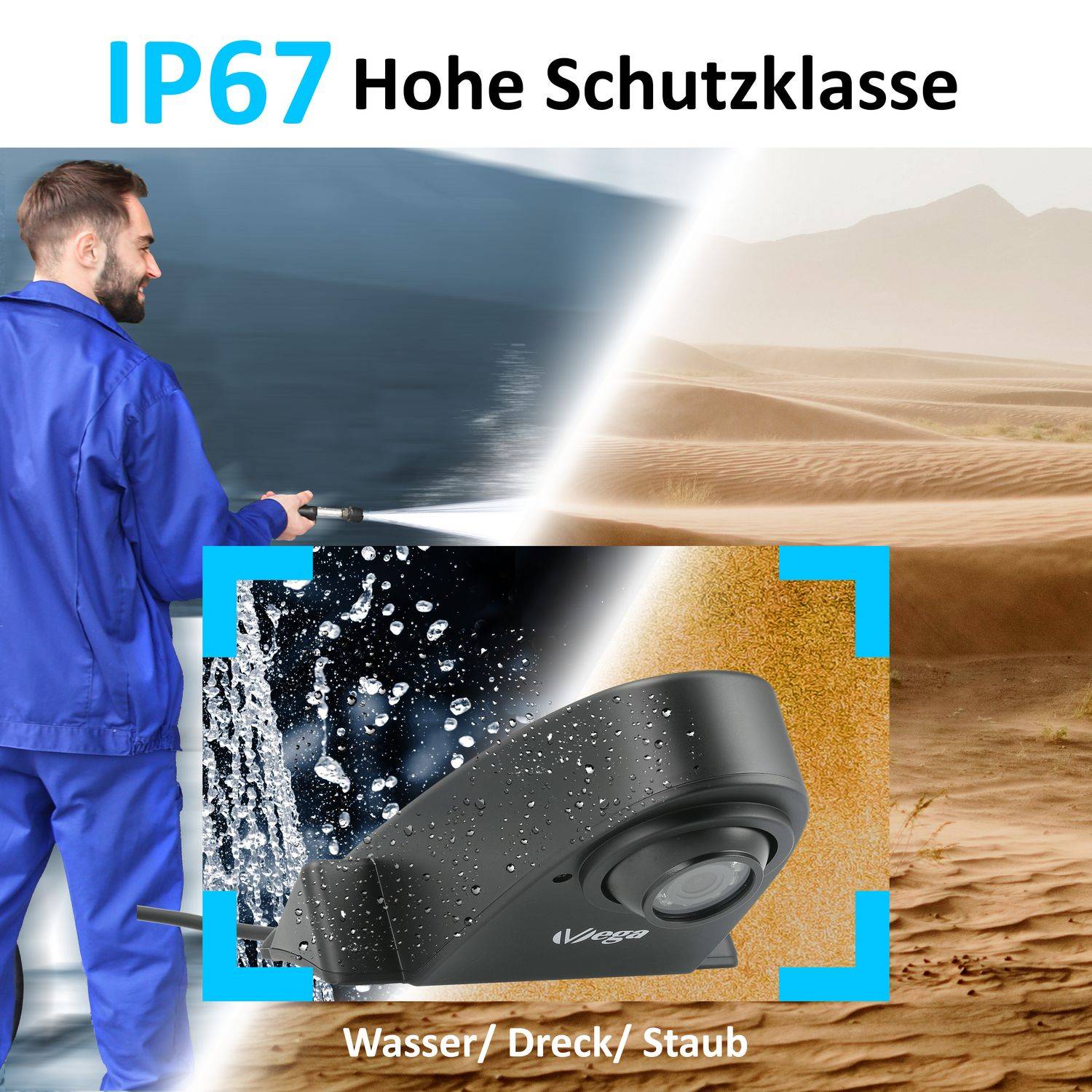 VSG24 Rückfahrkamera LOGISTIK HD | Kugelkopf- HD 1080P Rückfahrkamera Kleintransporter RV-23591